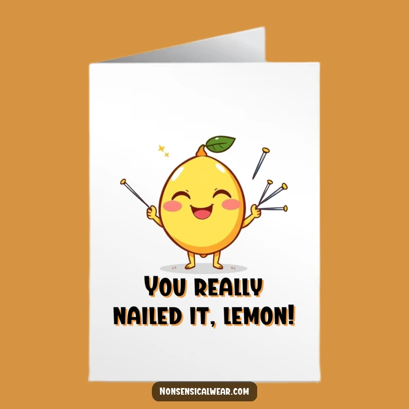 Free Printable Congratulations Card: Lemon Juggling Needles Downloadable, Congrats with Sharp Wit