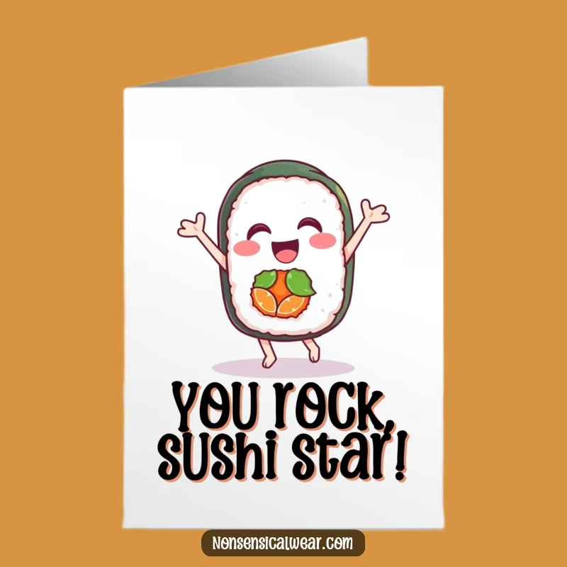Free Printable Sushi Congrats Card: Dancing Roll Downloadable Celebration