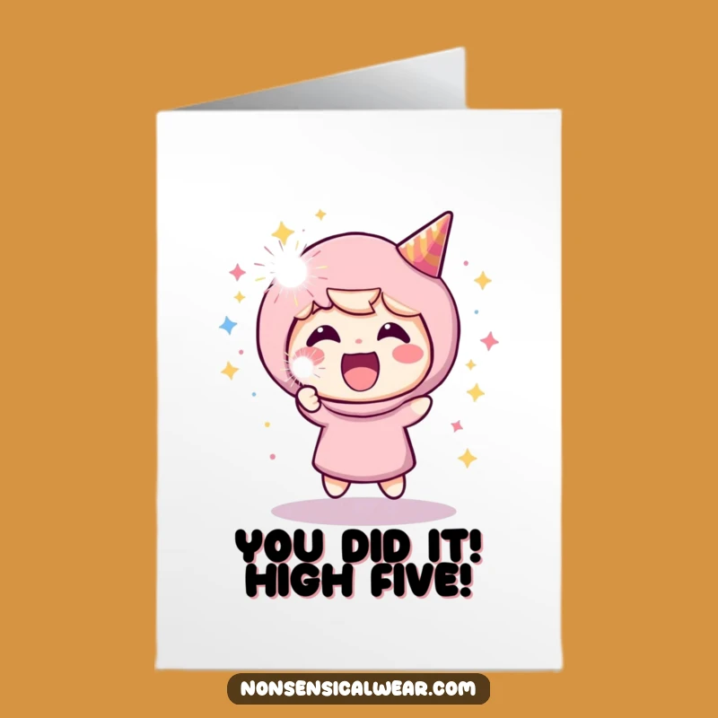 Free Printable Congrats Card: Party Popper Character, Funny Downloadable Gift for Any Occasion