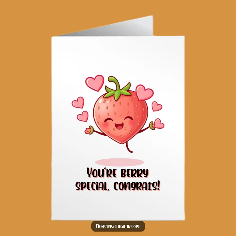 Free Printable Strawberry Hearts Congrats Card - Funny Downloadable Celebration Gift