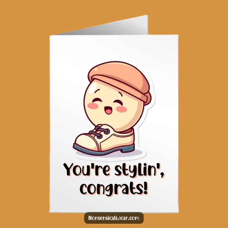 Free Printable Congrats Card: Giggling Button Hat Shoes - Hilarious Downloadable Gift