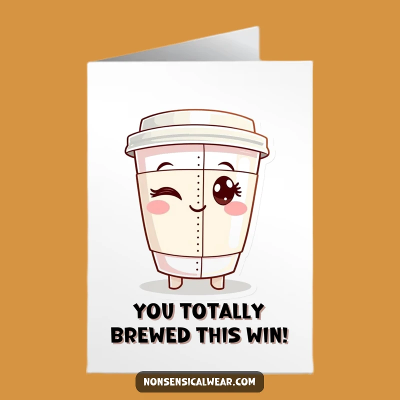 Free Printable Congrats Card: Funny Coffee Stitching, Perfect Winking Downloadable Gift