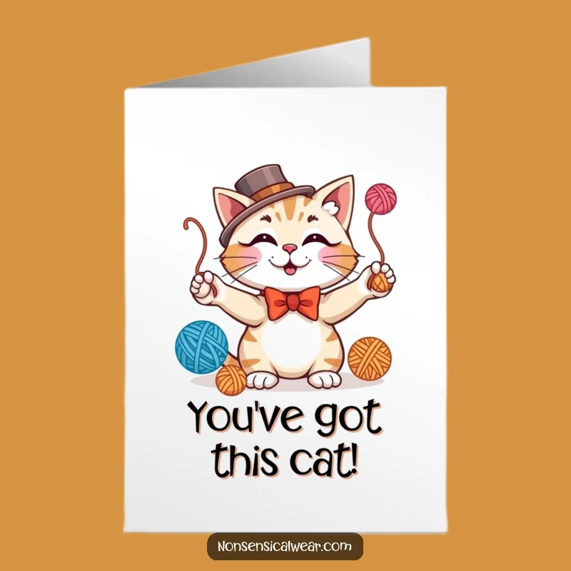 Free Printable Congratulations Card: Juggling Cat Funny Downloadable Gift