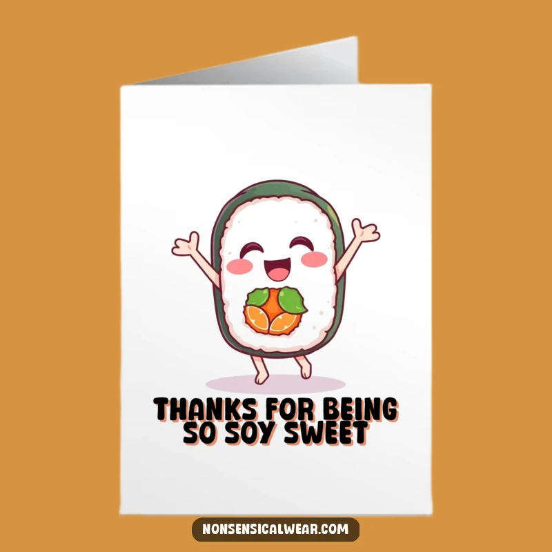 Free Printable Sushi Thank You Card: Dancing Roll Downloadable Gratitude