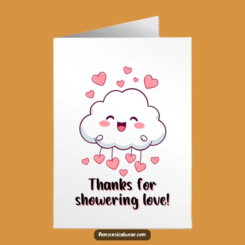 Free Printable Thank You Card: Cloud Raining Hearts Gratitude Downloadable Gift