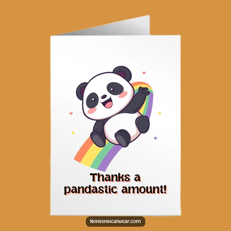 Free Printable Thank You Card: Glee Panda Rainbow Slide Funny Downloadable