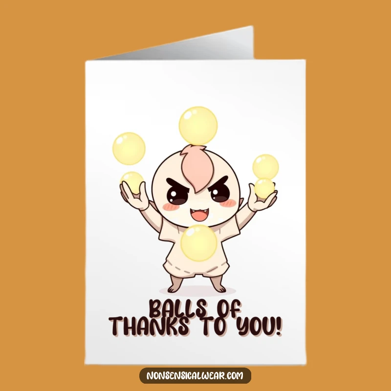 Free Printable Thank You Card: Juggling Character Funny Downloadable Gift