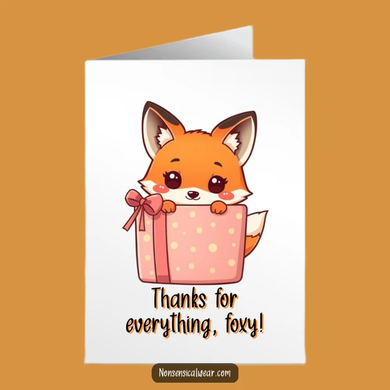 Free Printable Thank You Card: Kawaii Fox Gift Appreciation Funny Downloadable
