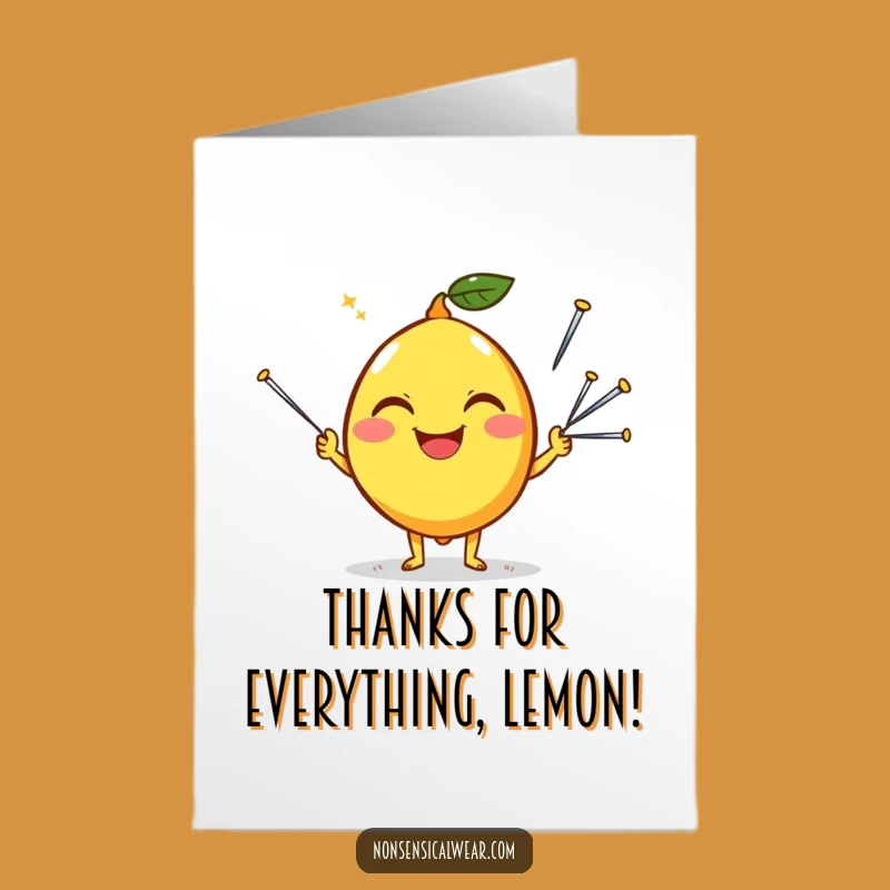 Free Printable Thank You Card: Lemon Juggling Needles Downloadable, Thanks with a Zesty Twist