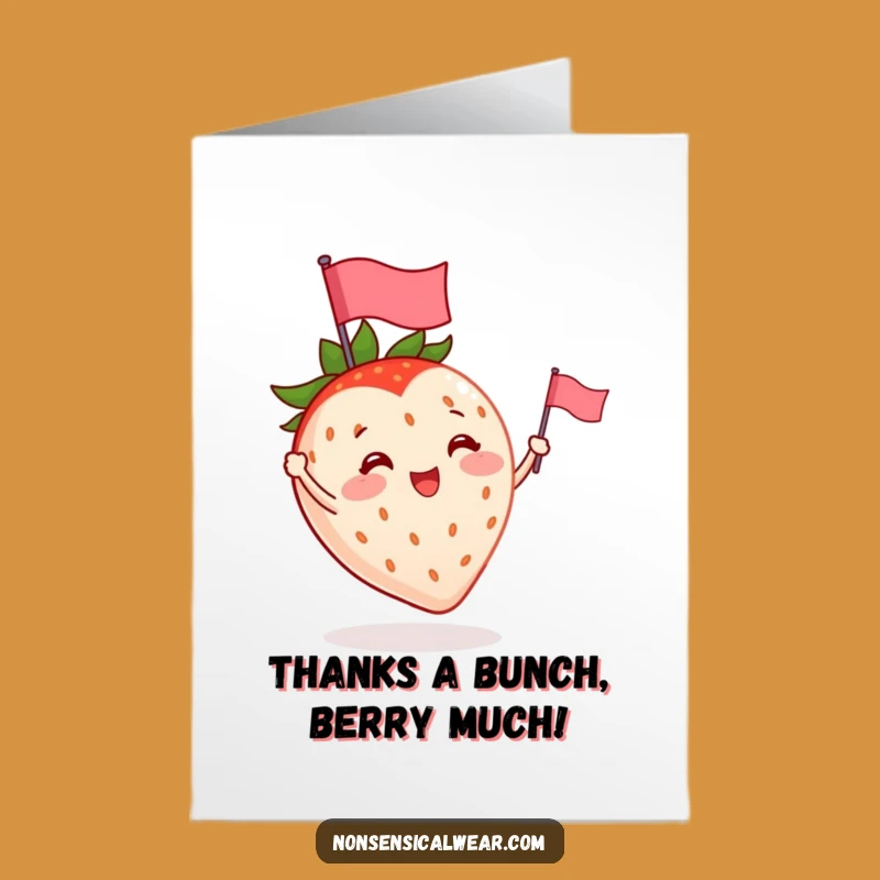 Free Printable Thank You Card: Strawberry Flag Waving Gratitude Downloadable Gift