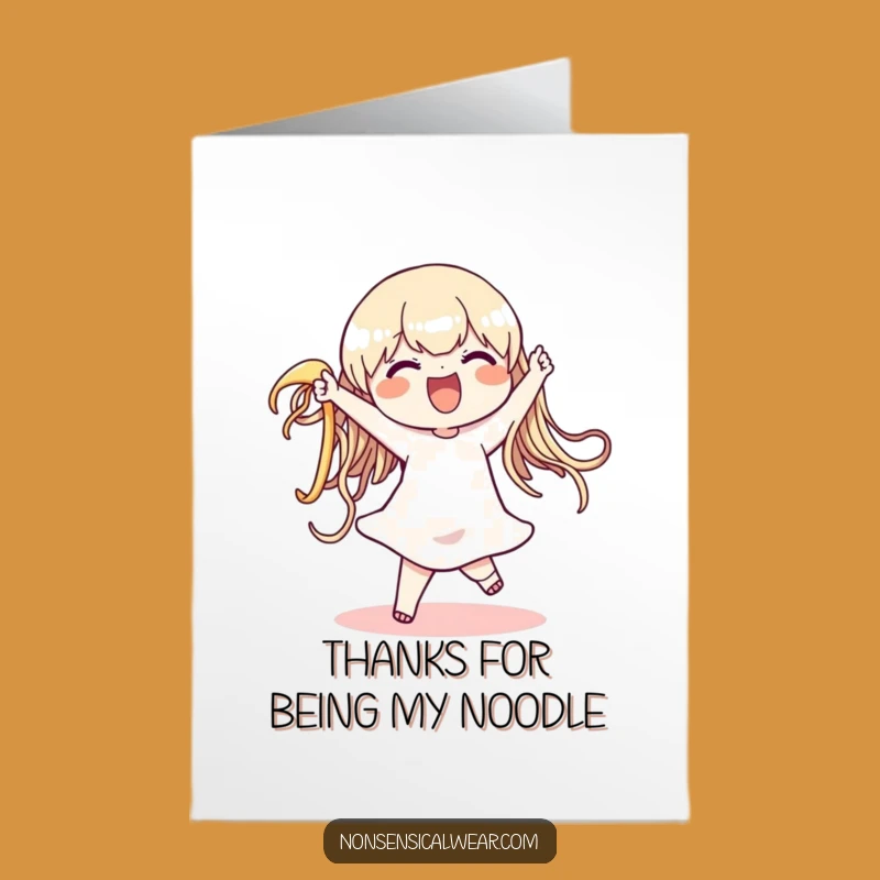 Free Printable Thank You Card: Wiggling Noodle Character Funny Downloadable Gift