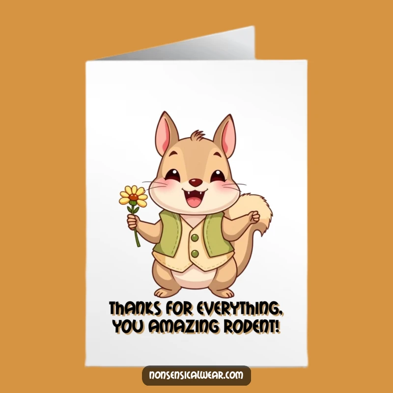 Dapper Squirrel Free Printable Thank You Card, Grateful Downloadable Gift for Kindness