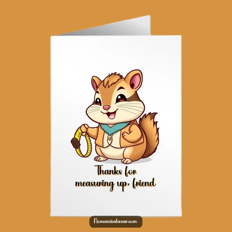 Free Printable Thank You Card: Chipmunk Measuring Thanks Funny Downloadable Gift