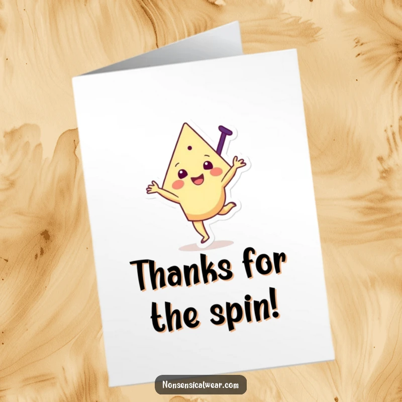 Funny Free Printable Thank You Card: A joyful triangle character performs a cartwheel to express thanks.