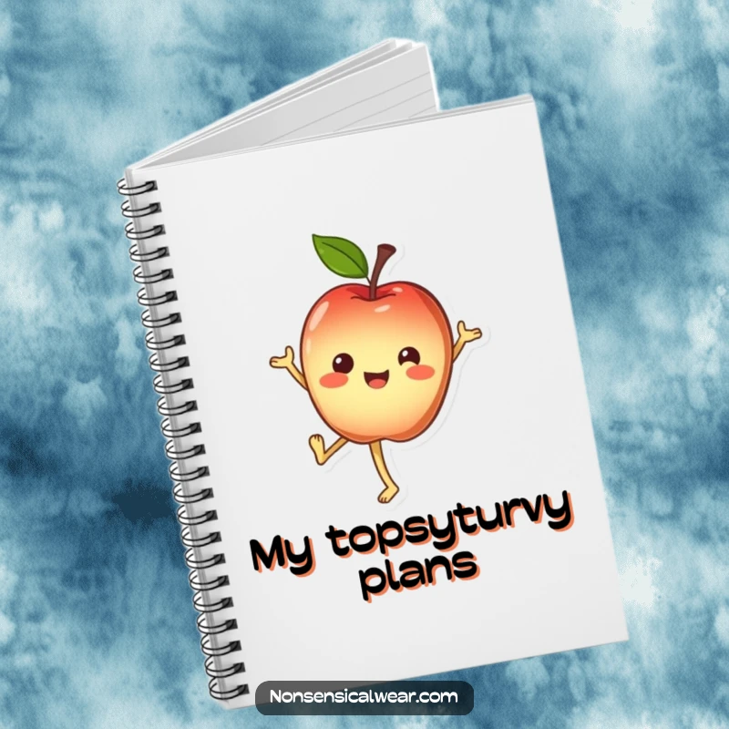 Funny Notebook: Cheerful apple character doing a handstand, inspiring creative and balanced notes.