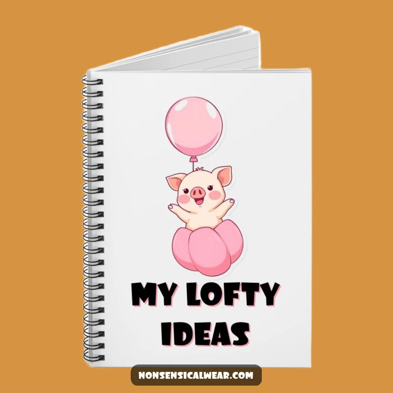Funny Kawaii Piglet Balloon Notebook - Uplifting Notes Inside!