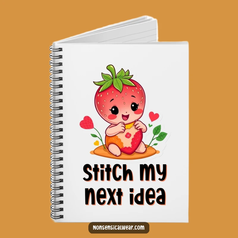 Funny Strawberry Stitcher Notebook: Journal Your Ideas with a Cheerful Character, Humorous Gift