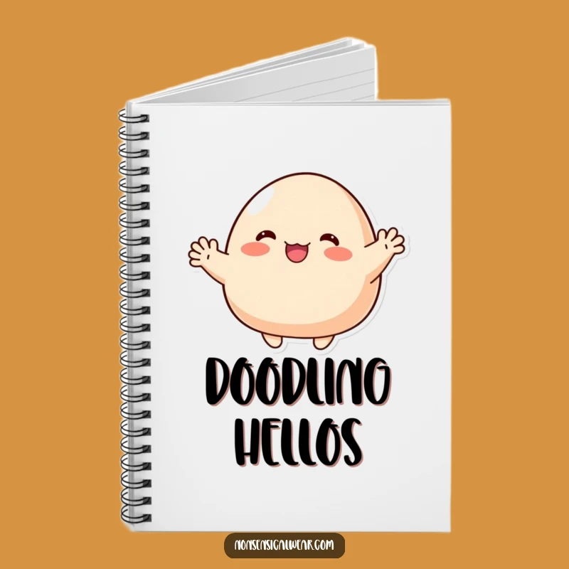 Funny Waving Blob Character Notebook - Jot Down Thoughts with a Friendly Hello