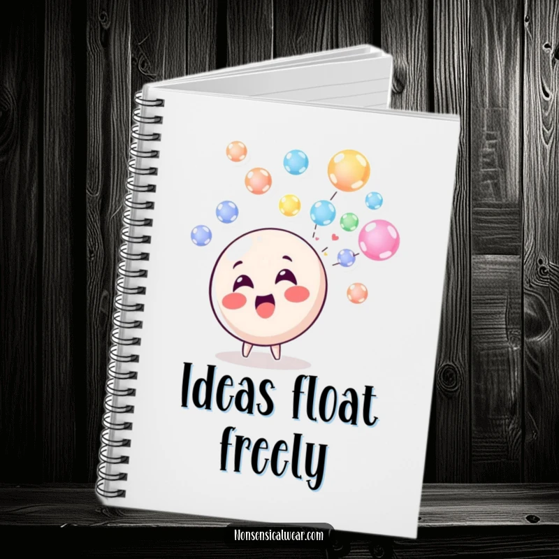 Funny Notebook: A delighted circle character blowing a stream of colorful, floating bubbles, perfect for capturing notes and ideas.