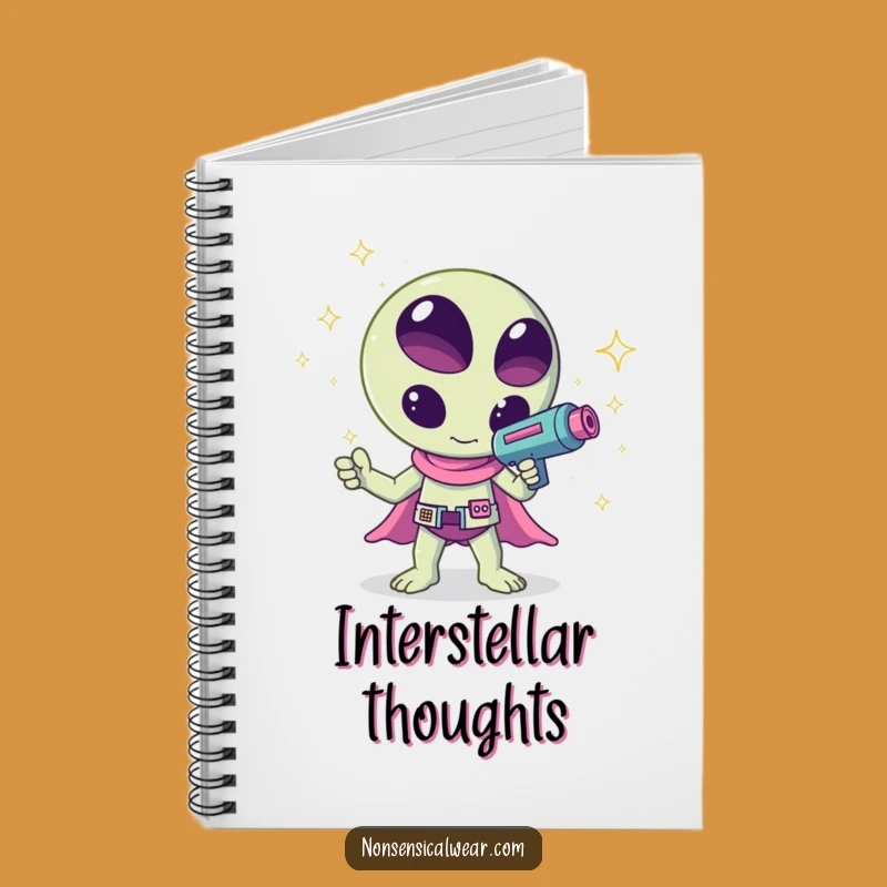 Funny Kawaii Alien Sparkle Notebook - Galactic Notes Inside!