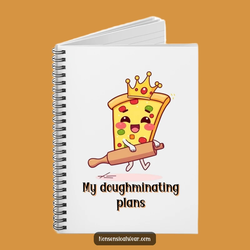 Funny Pizza Crown Notebook - Comedic Foodie Journal Gift
