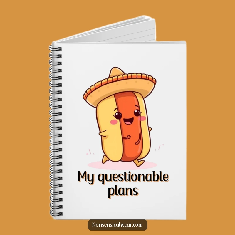 Funny Hot Dog Sombrero Notebook - Comedic Foodie Journal Gift