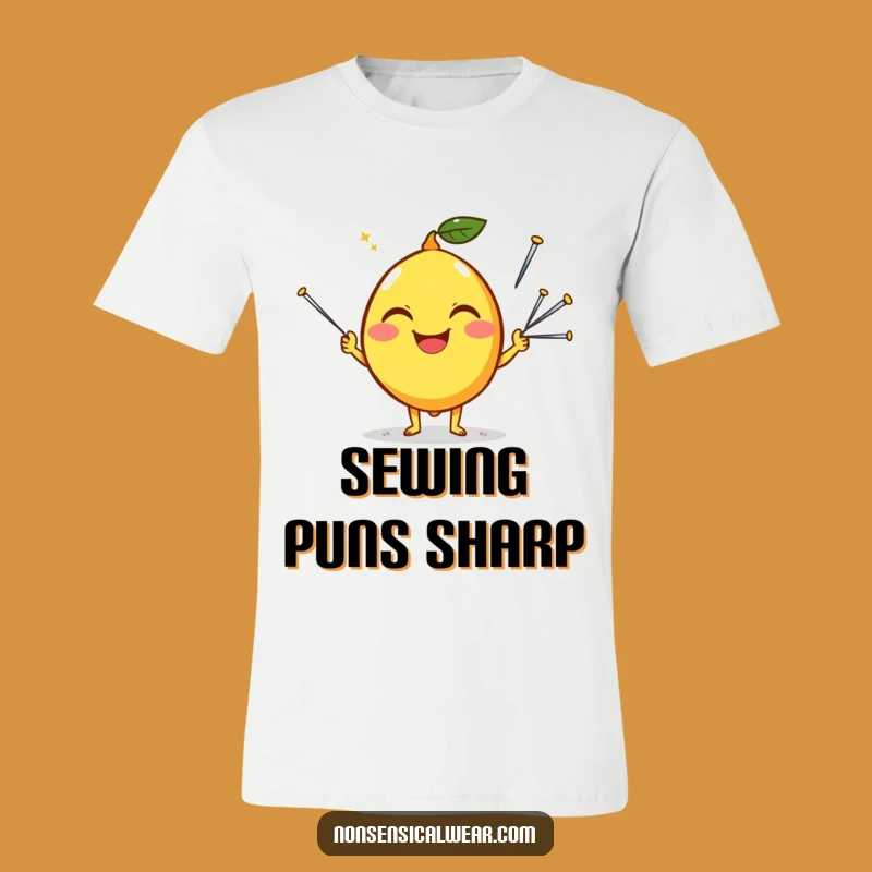 Funny Happy Lemon Juggling Needles T-Shirt: Quirky Citrus Tee