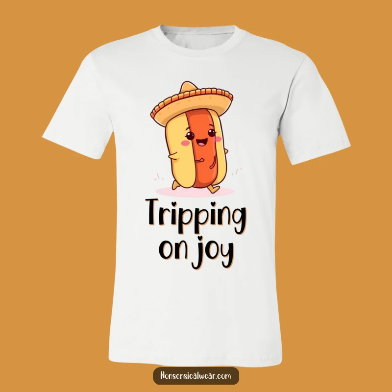Funny Hot Dog Sombrero Trip T-Shirt - Comedic Foodie Apparel Gift