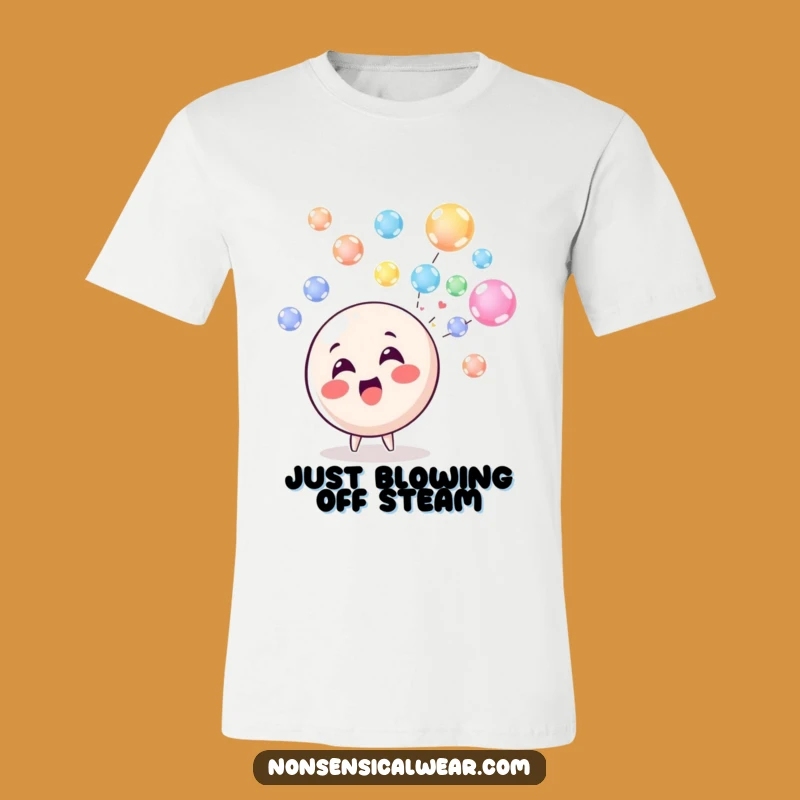 Funny Bubble Blowing Circle Character T-Shirt - Wearable Joyful Art