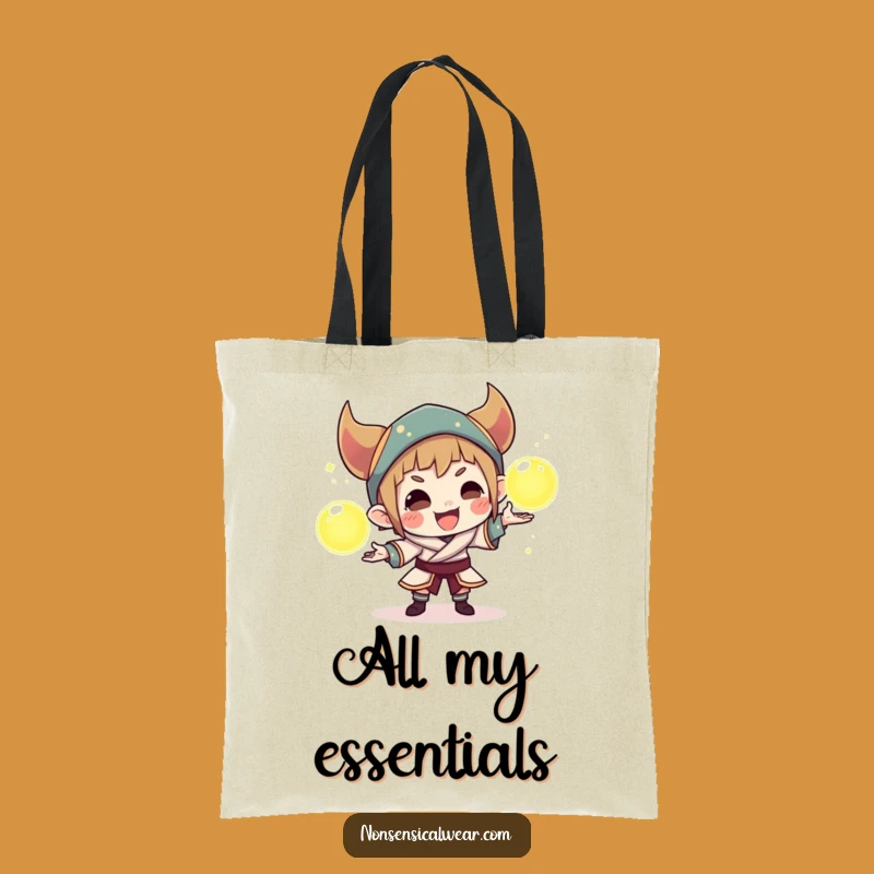 Funny Mischievous Character Tote Bag: Carry Your Magic with This Orb Juggling Accessory