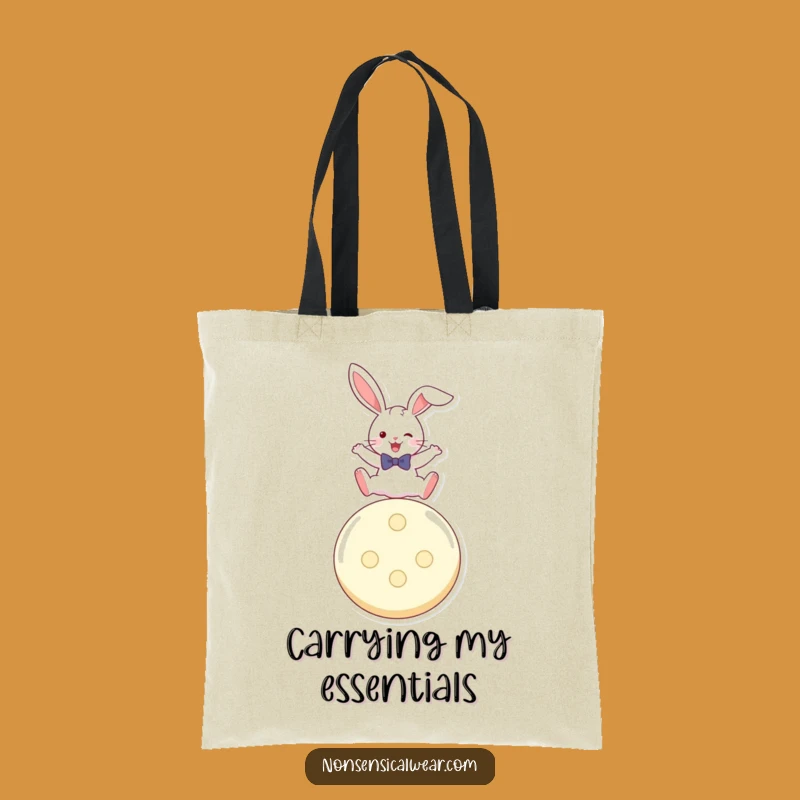 Funny Rabbit Button Leaper Tote Bag: Carry Your Playfulness, Gift