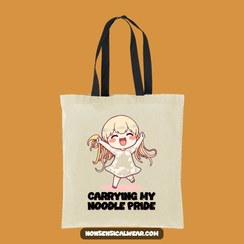 Funny Noodle Dance Tote Bag - Character's Wiggling Pasta Carryall - Quirky Gift