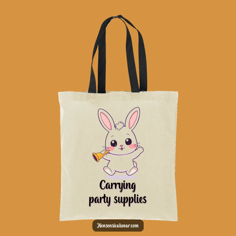 Funny Kawaii Bunny Tote Bag: Carry Your Party Essentials with Wide-Eyed Fun
