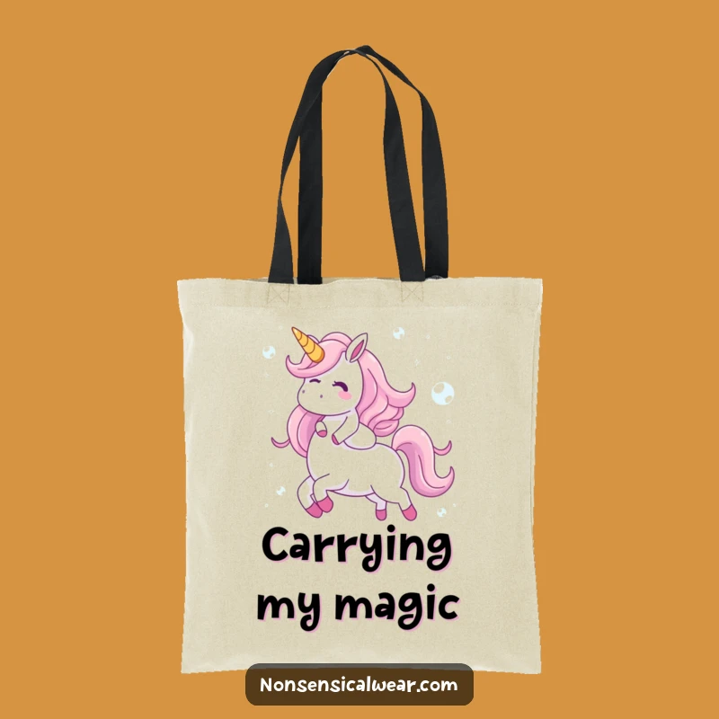 Funny Bubble Unicorn Tote Bag - Giggling Character's Whimsical Carryall - Quirky Gift