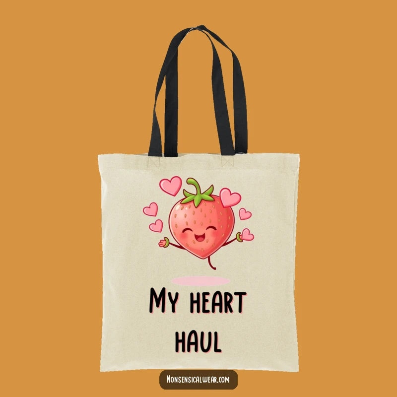 Funny Strawberry Juggling Hearts Tote Bag: Carry Your Love Everywhere!