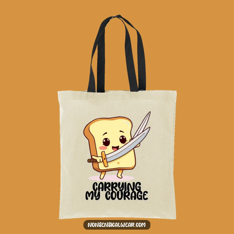 Funny Toast Sword Tote Bag: Heroic Bread Slice Carry-All Funny Gift