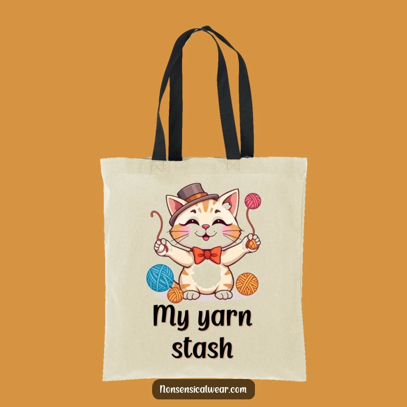 Funny Juggling Cat Tote Bag - Carry Your Essentials with Dapper Flair